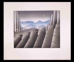 Paisaje urbano - Aguafuerte de Jean Michel Folon - 1978