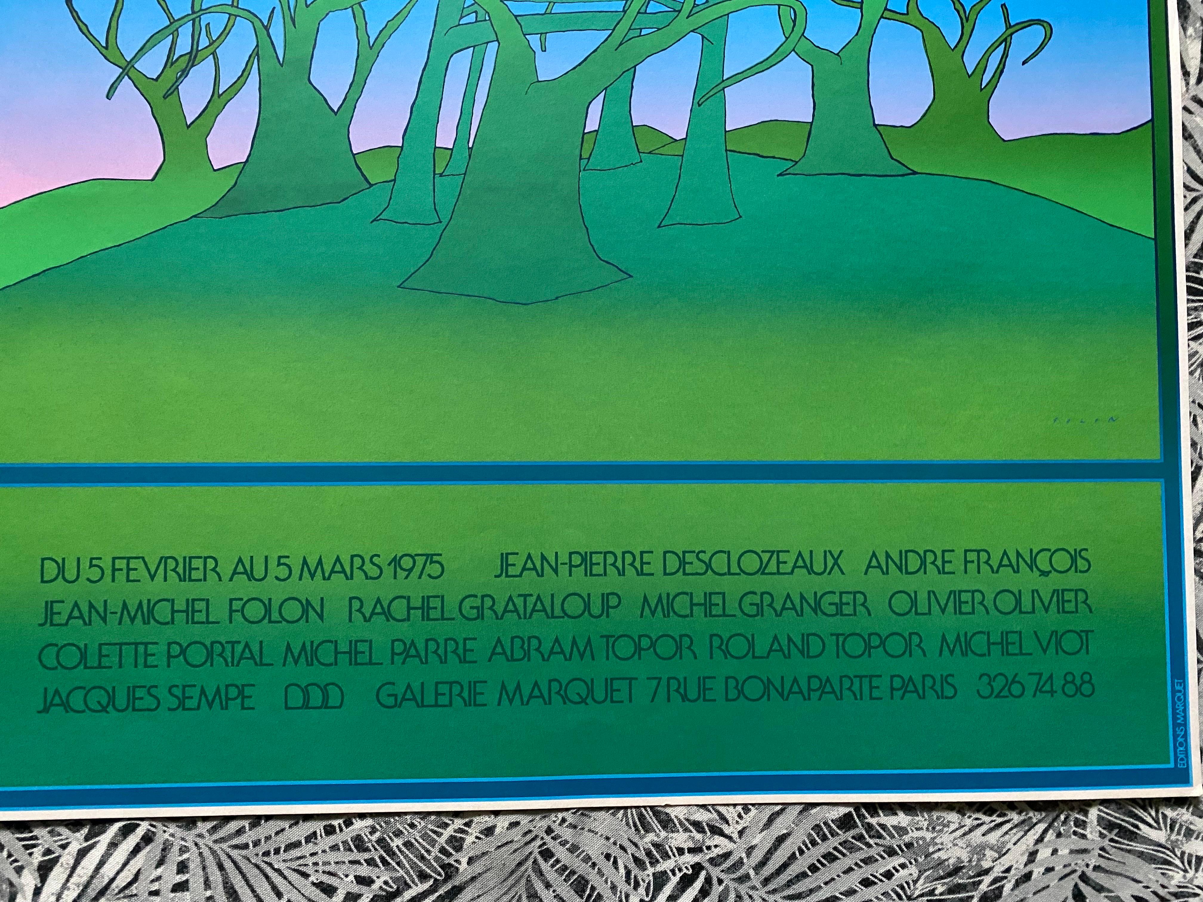 Fin du 20e siècle Sérigraphie « L' Arbre » de Jean Michel Folon pour la Gallerie Marquet, Paris - 1975 en vente