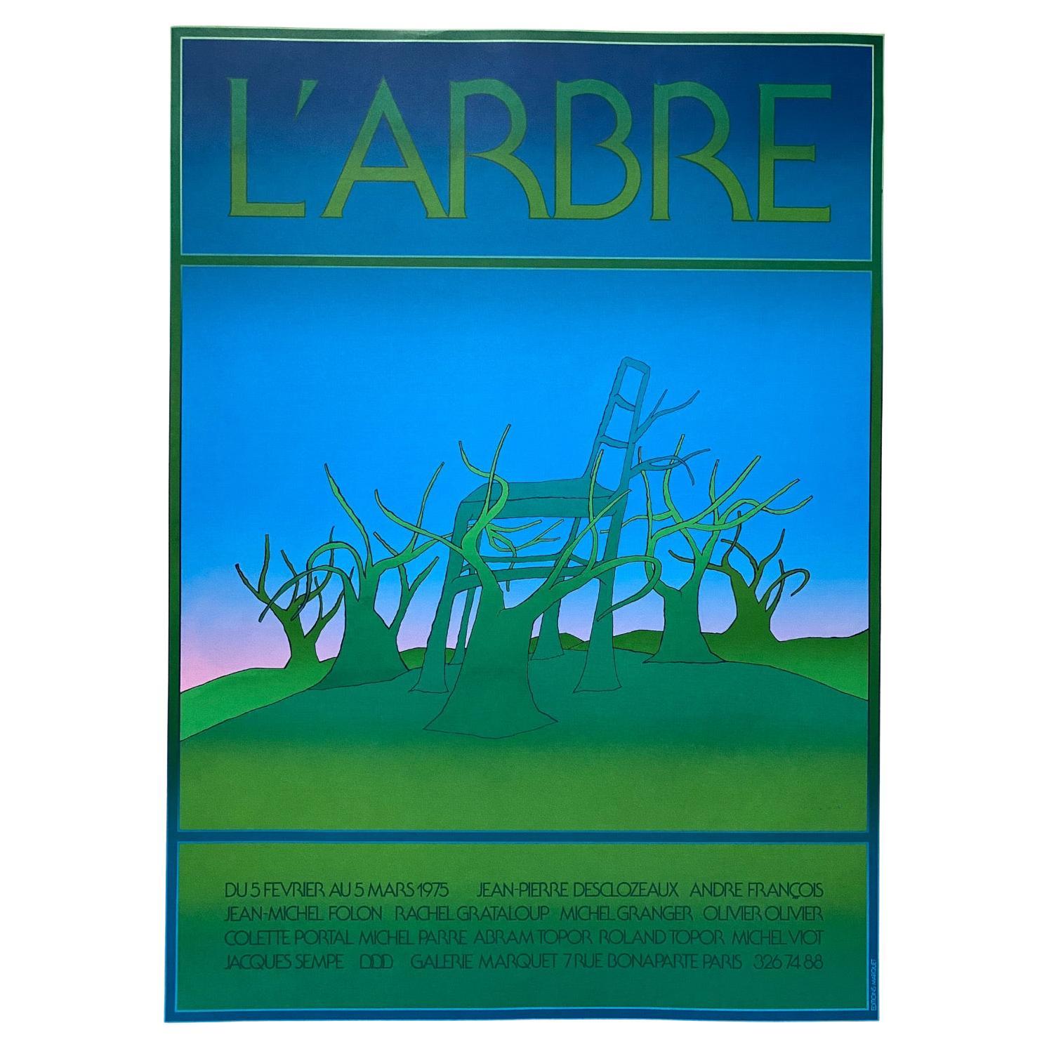 Serigrafie „L' Arbre“ von Jean Michel Folon für Gallerie Marquet, Paris - 1975