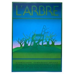 Vintage Jean Michel Folon "L' Arbre" Serigraph for Gallerie Marquet, Paris, 1975