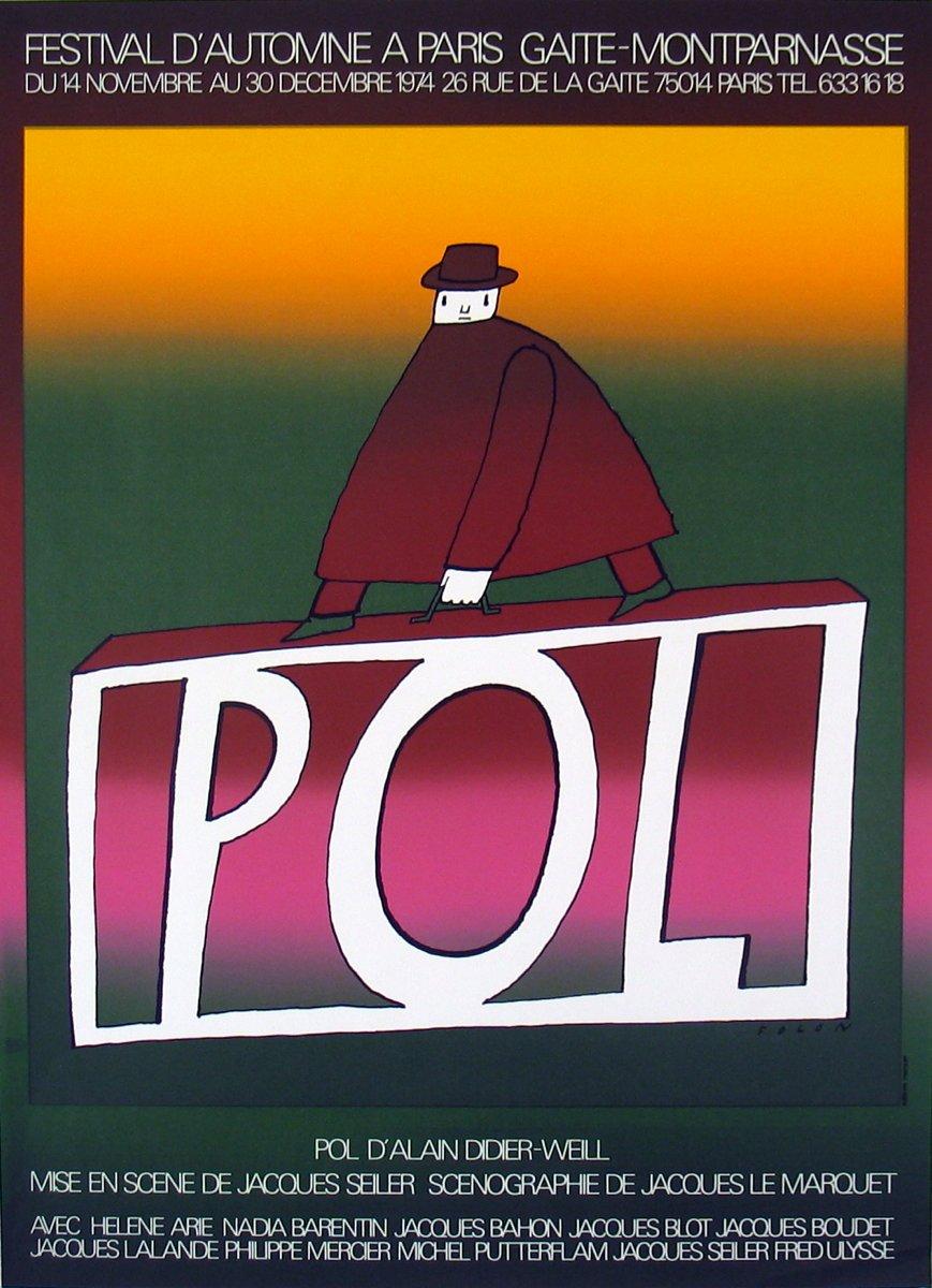 1974 Jean-Michel Folon 'POL' ORIGINAL POSTER