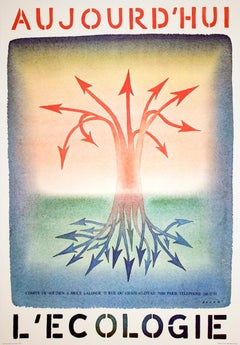 After Jean-Michel Folon-Aujourd'Hui L'Ecologie-24.75" x 17.25"-Poster-1981