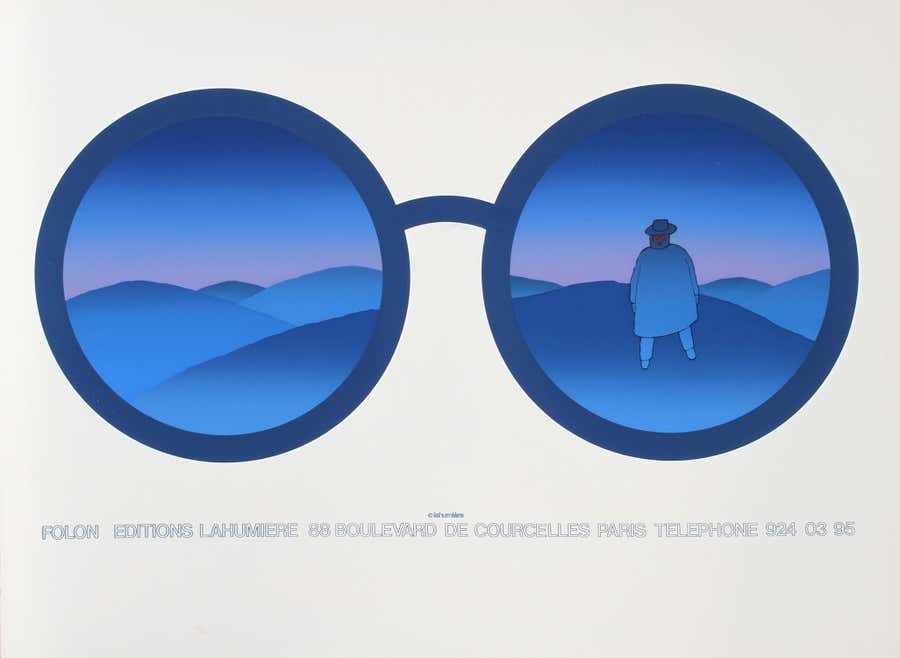 Editions Lahumiere (Eyeglasses), Surrealist Screenprint by Jean-Michel Folon