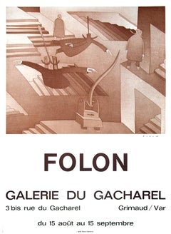 Jean-Michel Folon 'Galerie Du Cacharel' 1972- Lithographie Vintage
