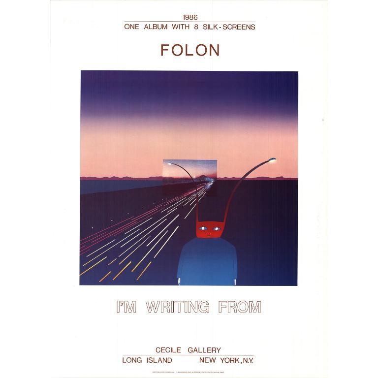 Jean-Michel Folon 'Sto scrivendo da' Vintage By