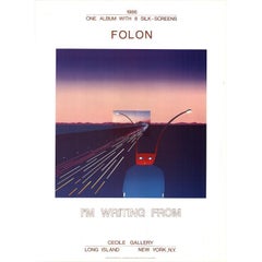 Jean-Michel Folon „I'm Writing From“ Vintage Skurrile Vintage-Schreiberei