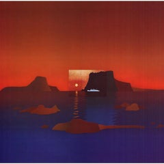 I'm Writing From Poster by Jean-Michel Folon, Offset Print, 1986