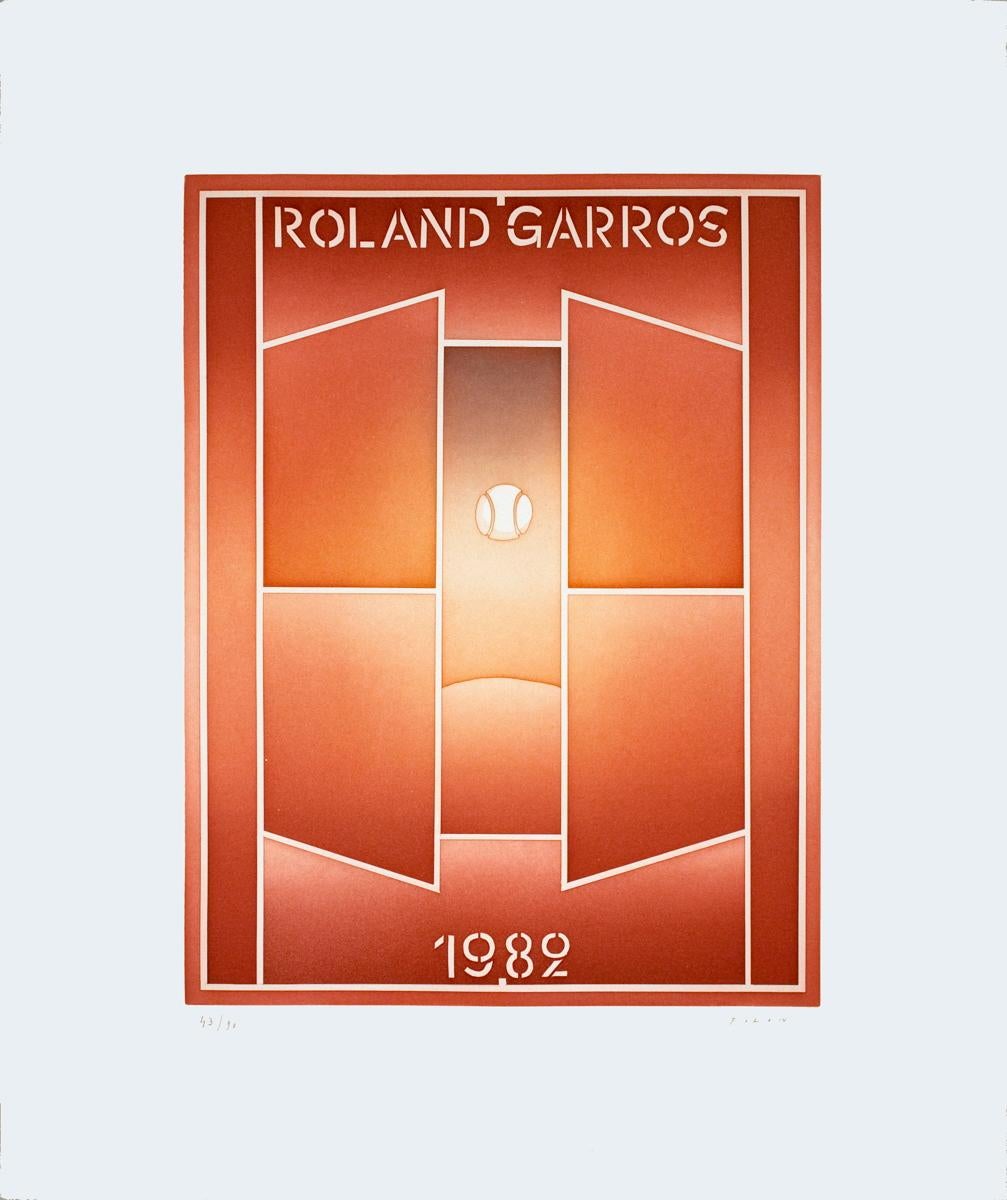 Signé et numéroté sur 90 au crayon.
Roland Garros  Le tournoi de Roland-Garros a recruté des artistes de renom depuis 1981 - lorsque Eduardo Arroyo a créé  série de photos qui reste la préférée de beaucoup. Ces affiches ont non seulement toujours
