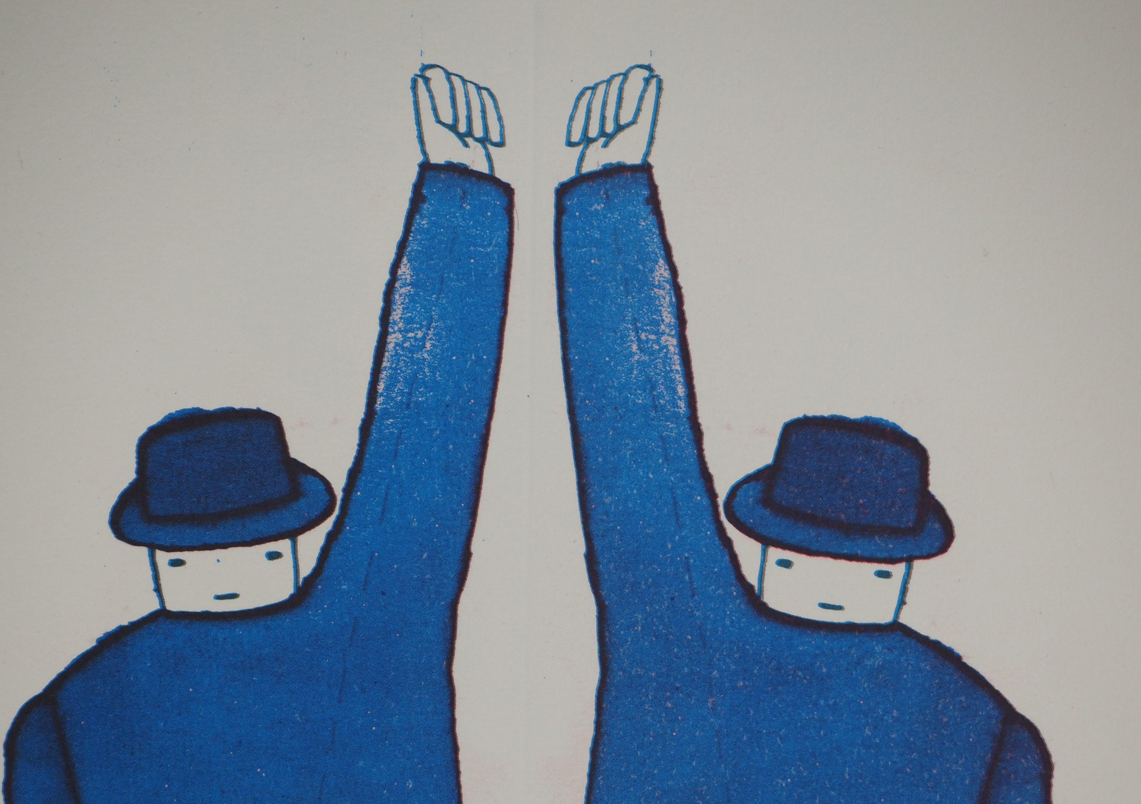 Jean-Michel FOLON
Gemelos : Hombres en el espejo, 1977

Tarjeta de felicitación (Heliograbado)
Sin signo
Edición limitada de 200 pruebas sin numerar
Sobre vitela Arches 27 x 18 cm (c. 11 x 7 pulgadas)

INFORMACIÓN: Grabado realizado en 1977 con