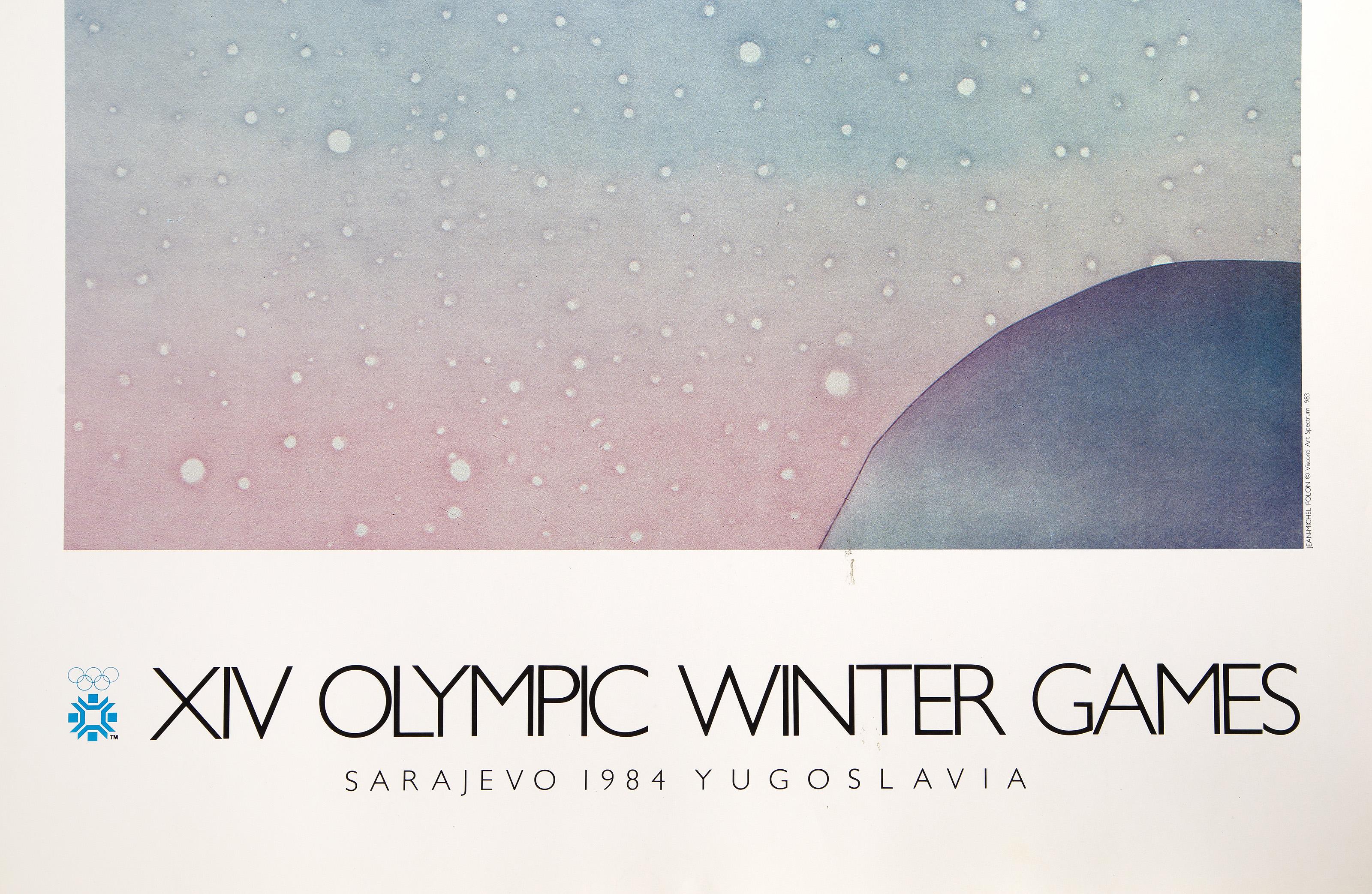 XIV Olympic Winter Games, Modern Poster by Jean-Michel Folon 1