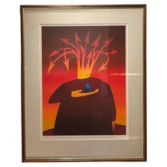 Jean-Michel Folon Serigrafia surrealista, anni '80