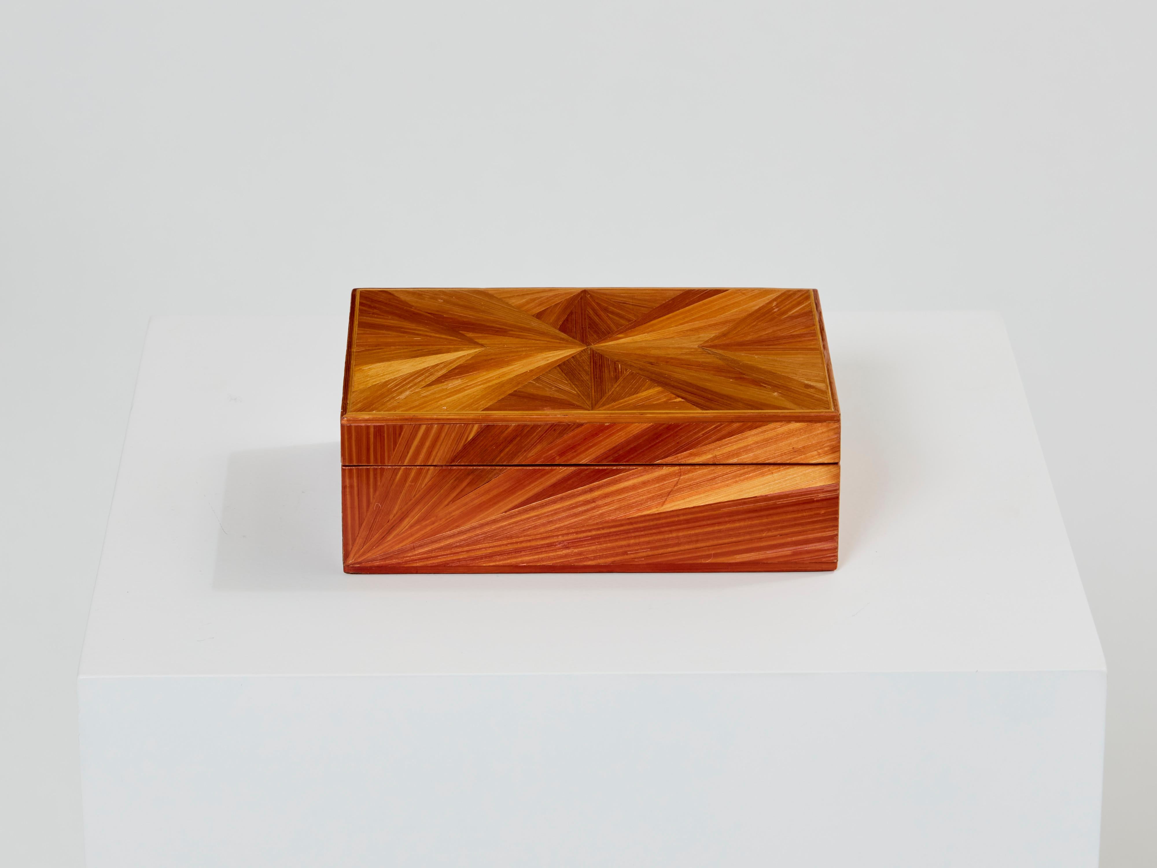 Jean-Michel Franck Straw Marquetry Box, 1930 For Sale 4