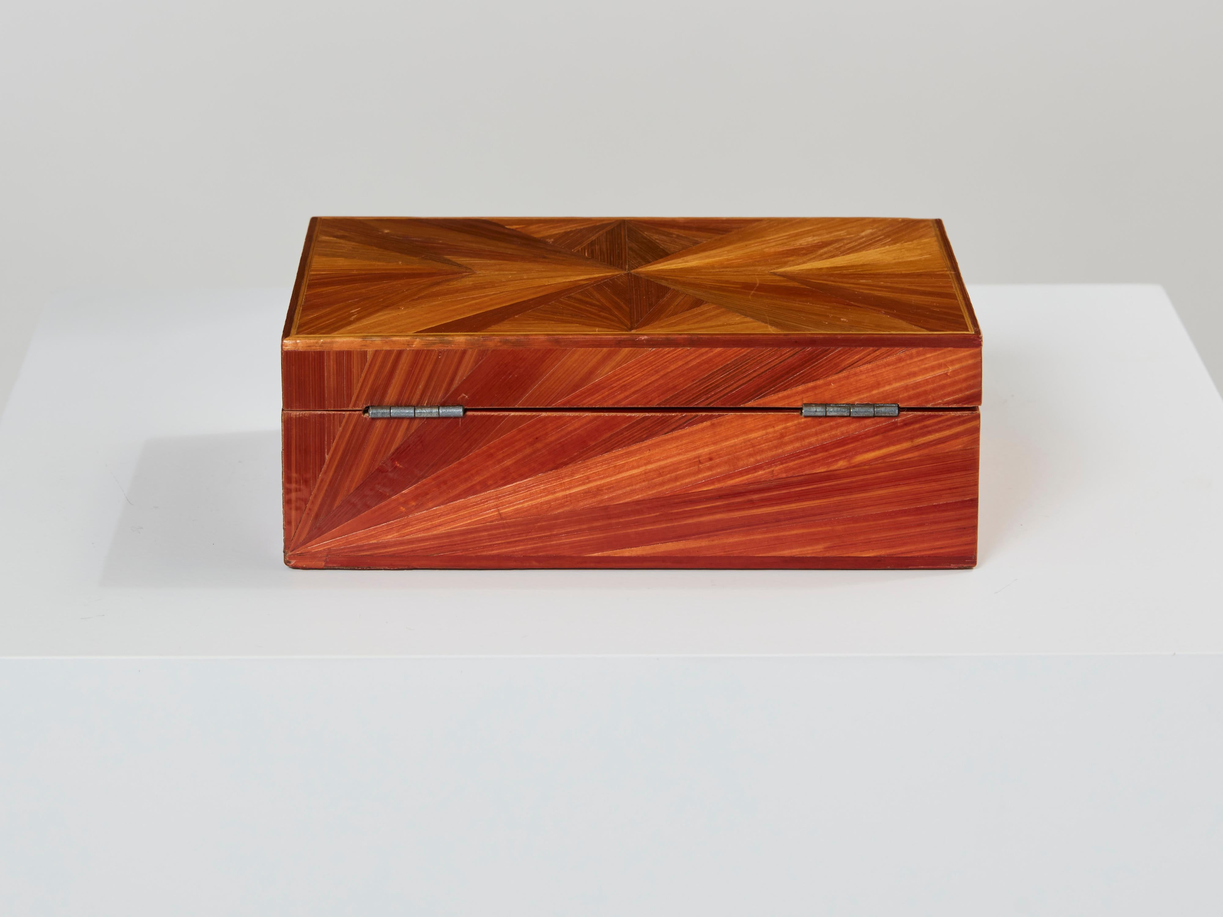 Jean-Michel Franck Straw Marquetry Box, 1930 For Sale 1