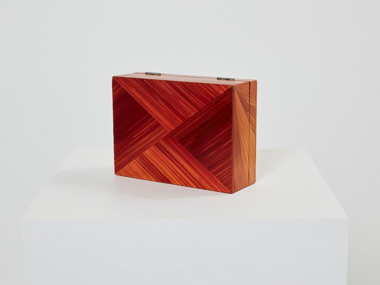 Boîte Rare Jean Michel Frank – Marqueterie De Paille Vers 1930 – Pièce Vintage Décorative