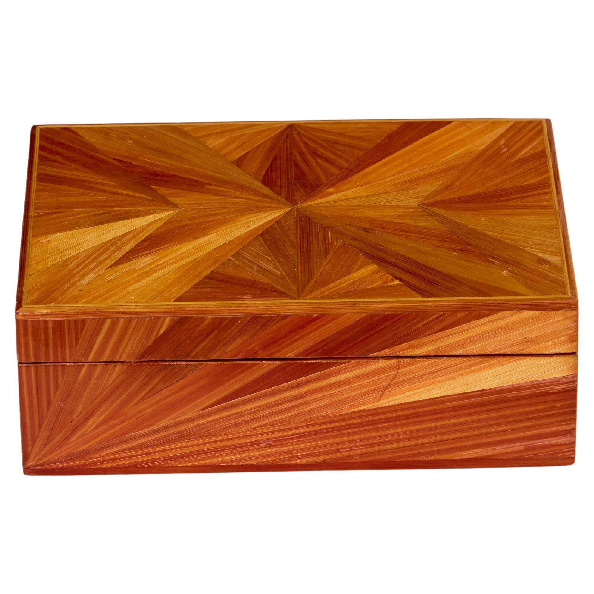 Jean-Michel Franck Straw Marquetry Box, 1930 For Sale