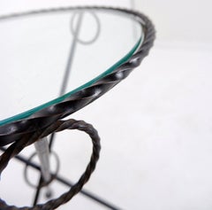 Jean-Michel Franck Style wrought iron drink tables with glass top