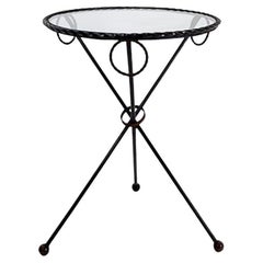 Jean-Michel Franck Style wrought iron drink tables with glass top
