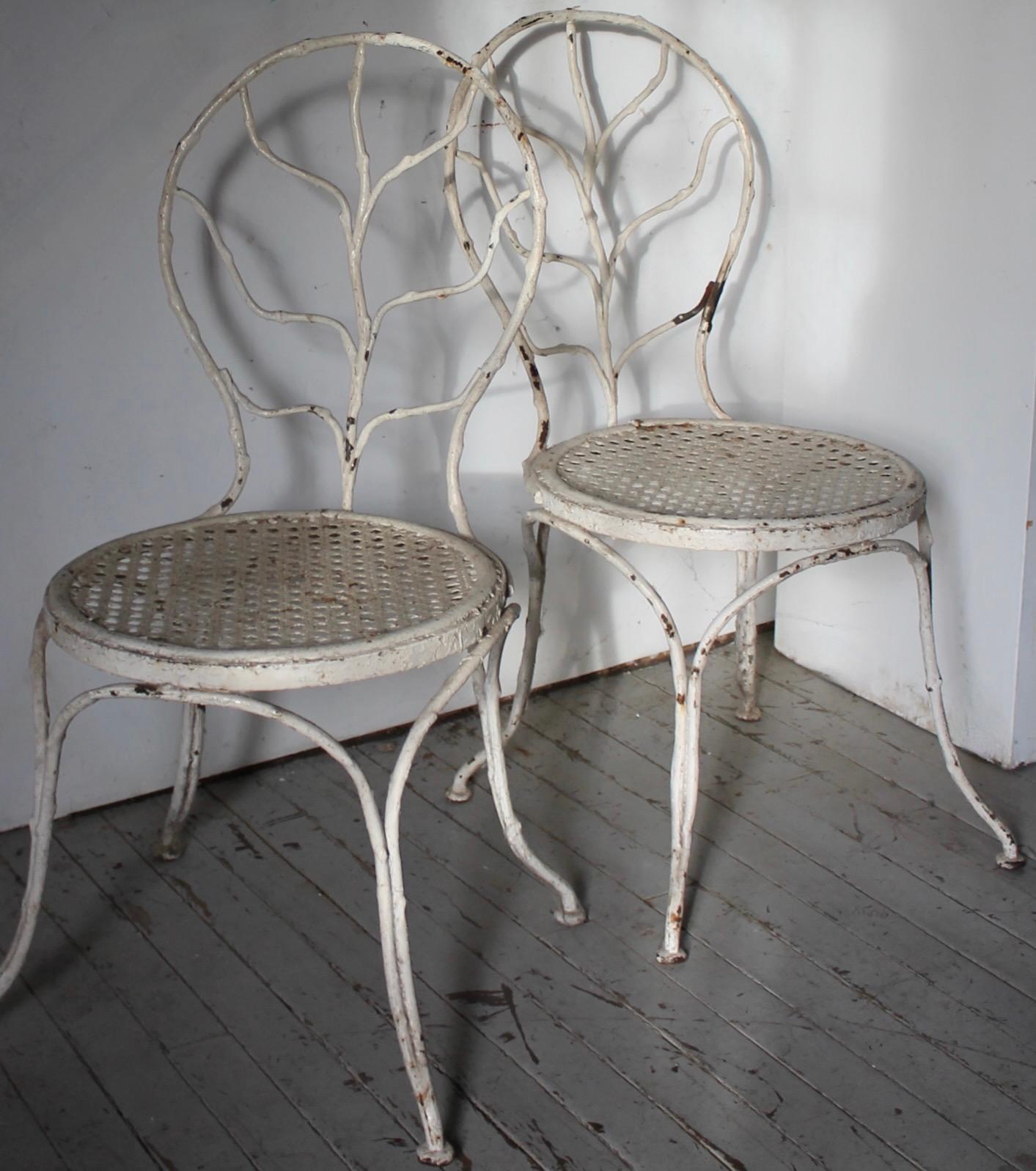 Art Deco Durenne Foundries Garden Chairs in the style of Jean-Michel Frank For Sale