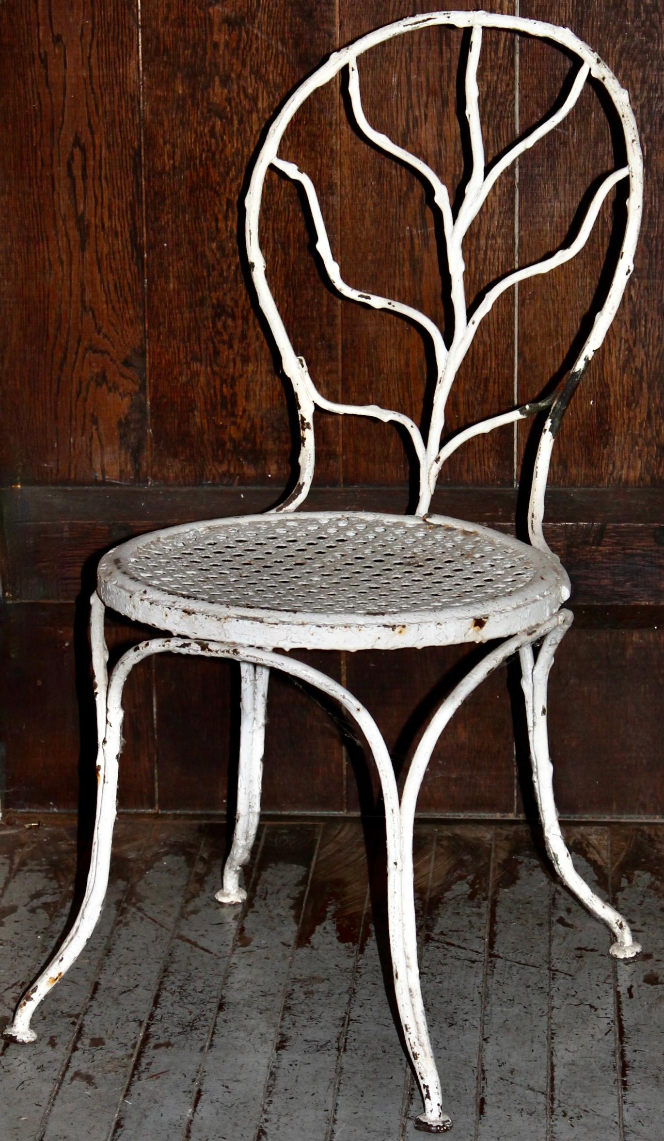 French Durenne Foundries Garden Chairs in the style of Jean-Michel Frank For Sale