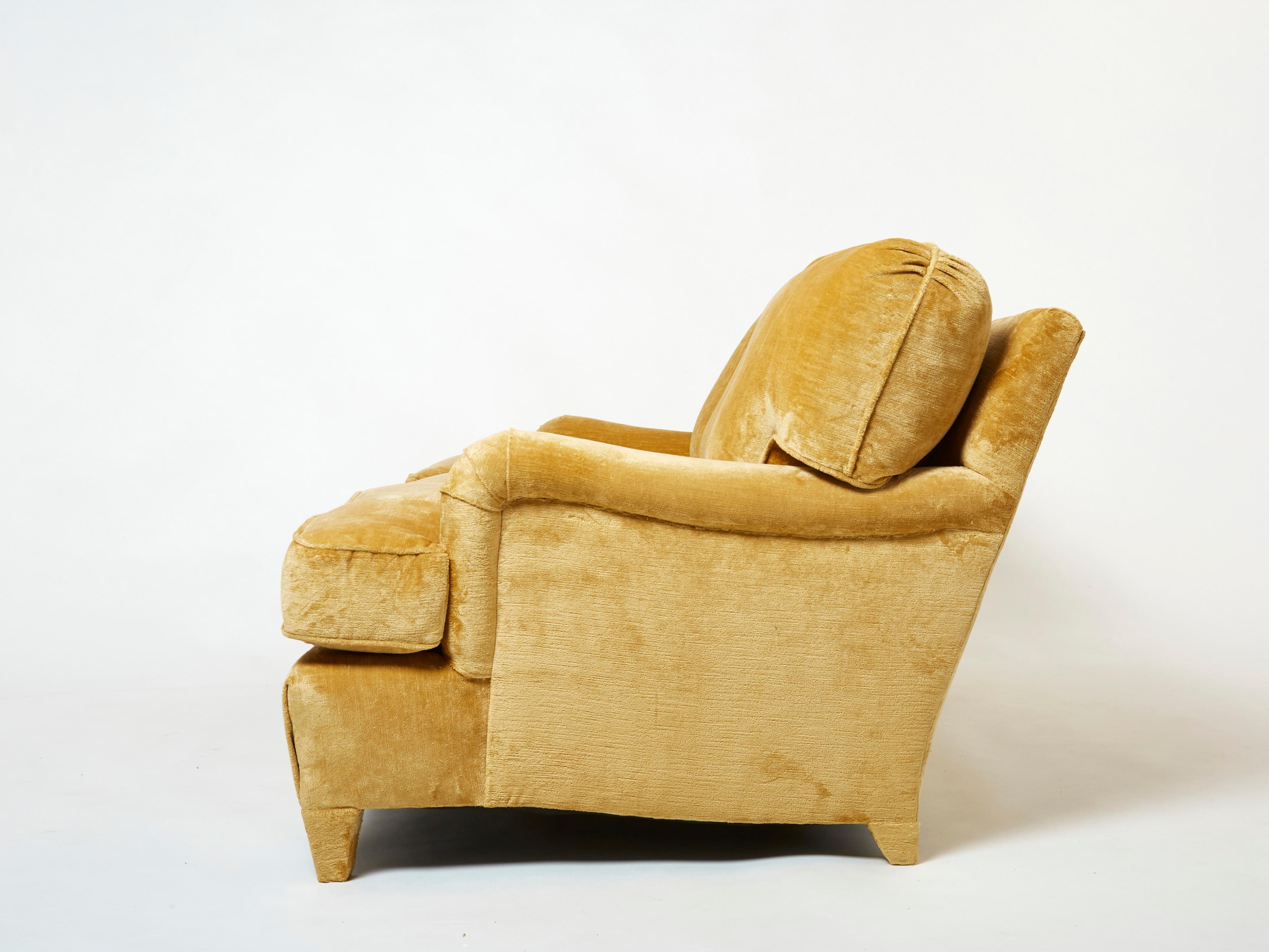 Jean-Michel Frank art deco sofa new velvet upholstery 1935  In Good Condition In Paris, IDF
