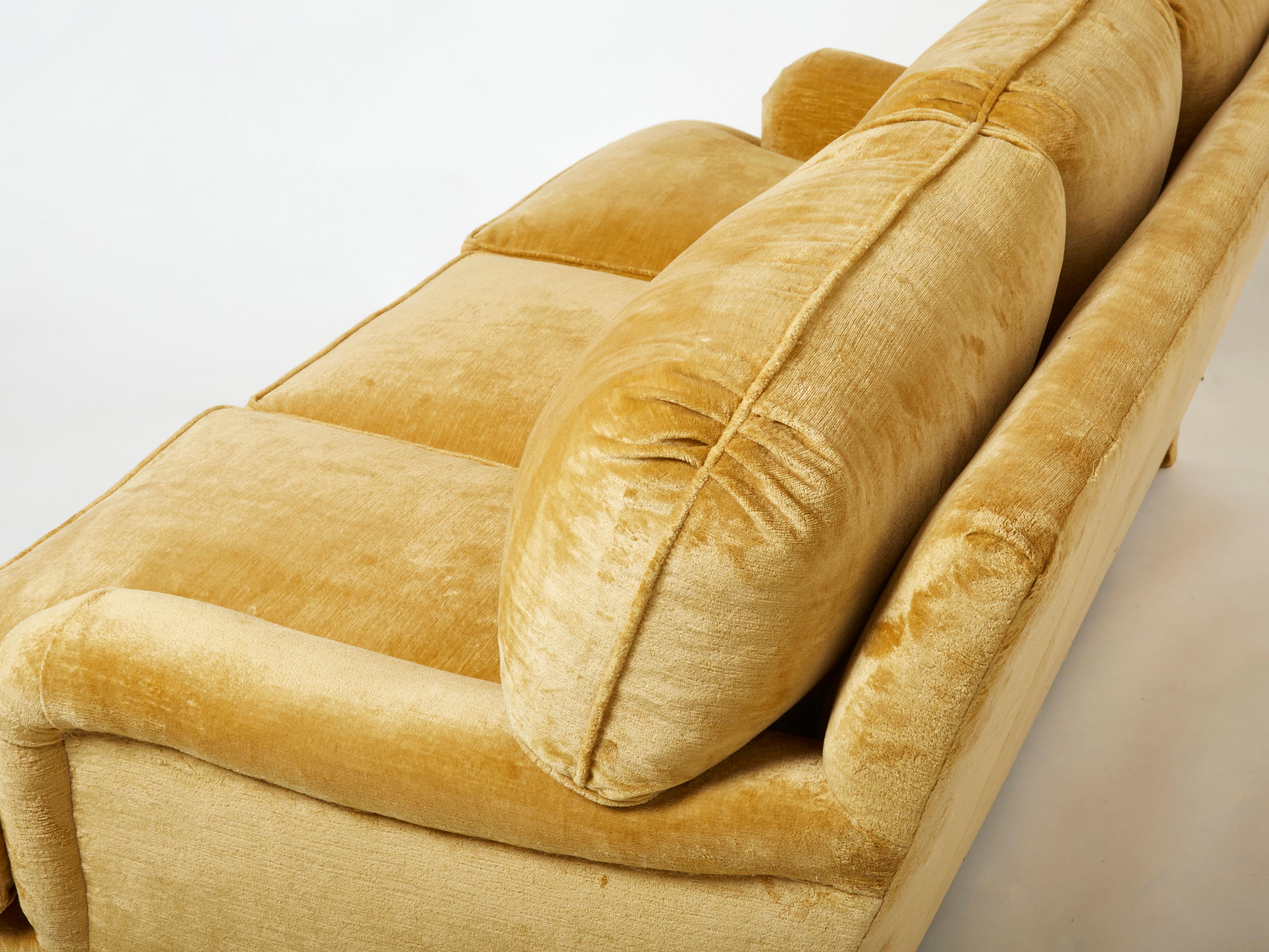Mid-20th Century Jean-Michel Frank art deco sofa new velvet upholstery 1935 