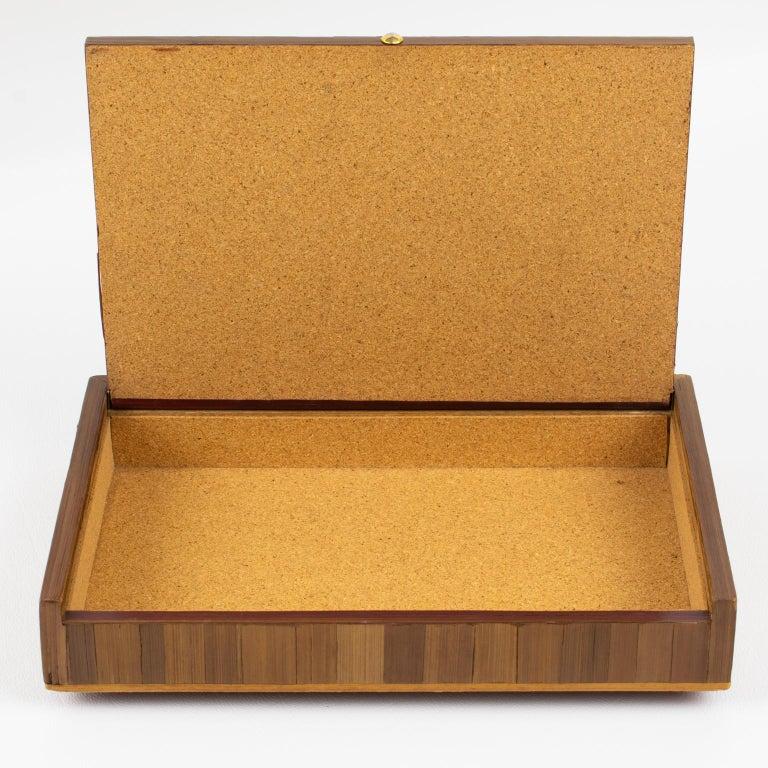 Dekorative Schachtel aus Stroh mit Intarsien, Jean Michel Frank zugeschrieben, 1930er Jahre (Art déco) im Angebot