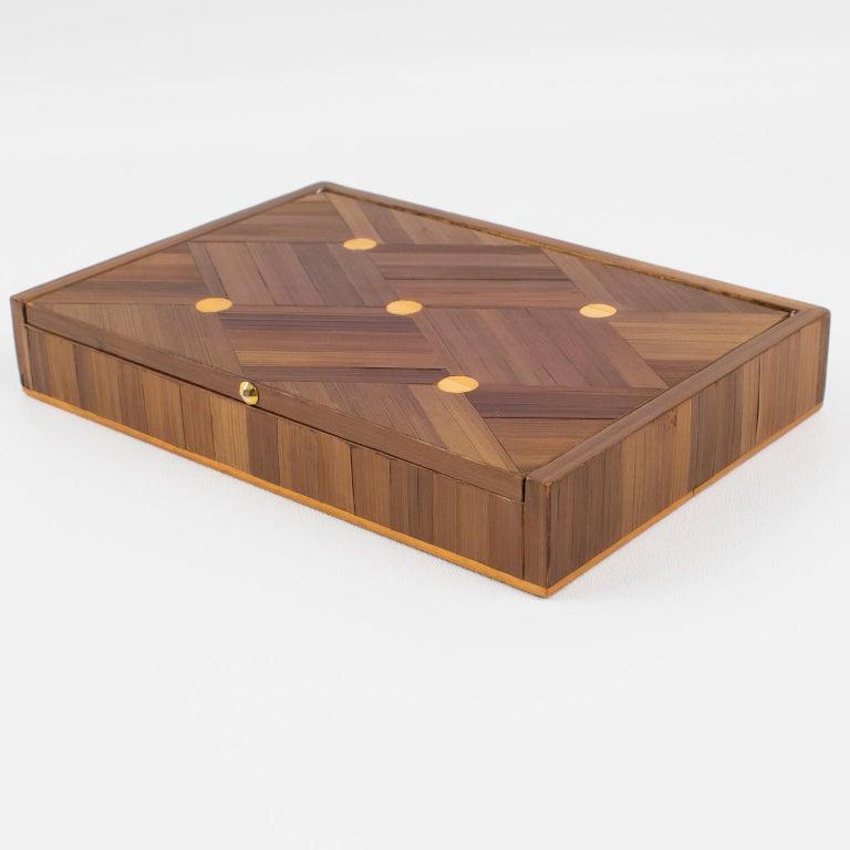 Mid-20th Century Decorative Box with Straw Marquetry, 1930s attributed to Jean Michel Frank For Sale
