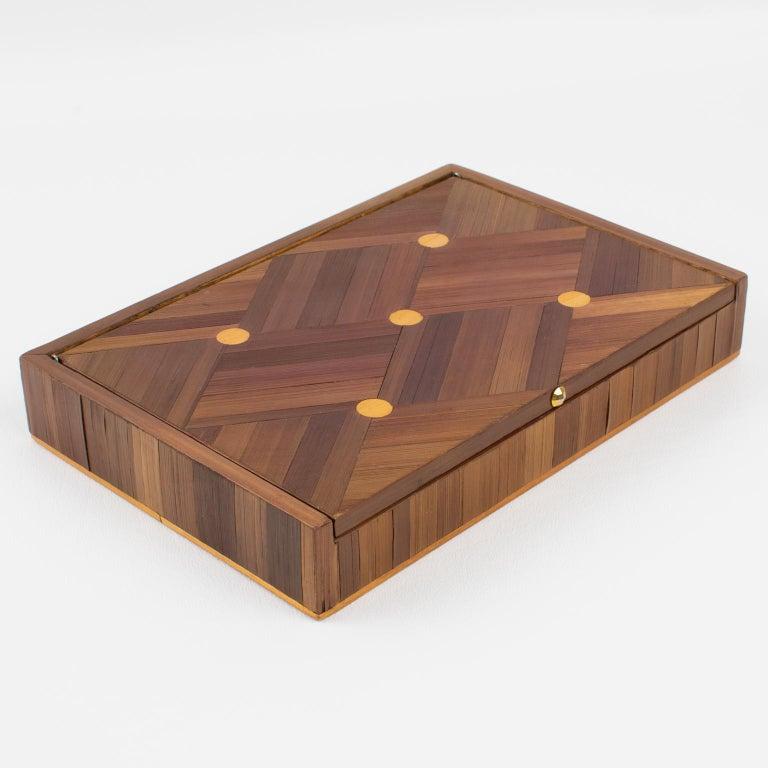 Decorative Box with Straw Marquetry, 1930s attributed to Jean Michel Frank For Sale 2