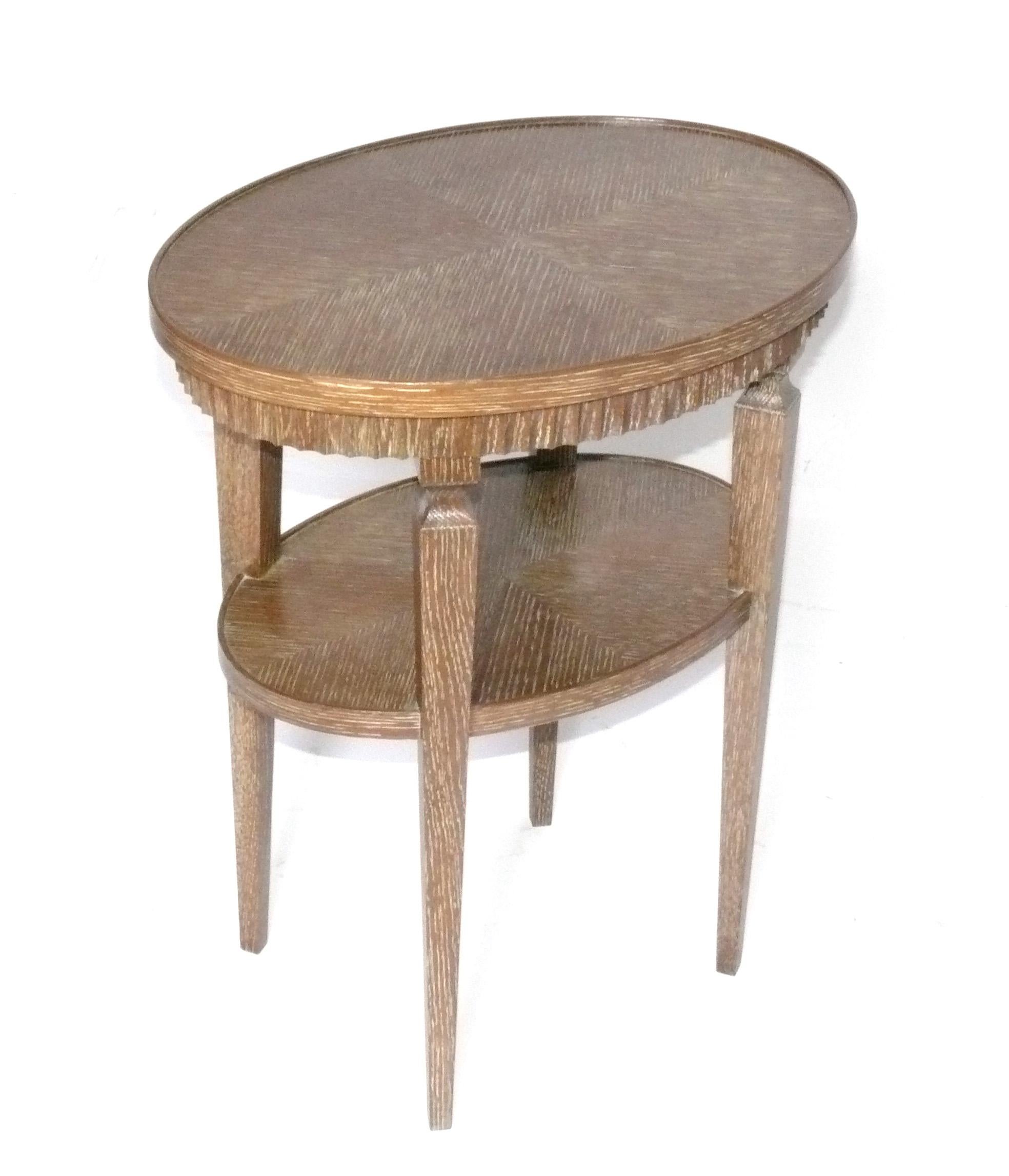 American Jean Michel Frank Design Limed Oak Table Art Deco Style circa 2000s For Sale