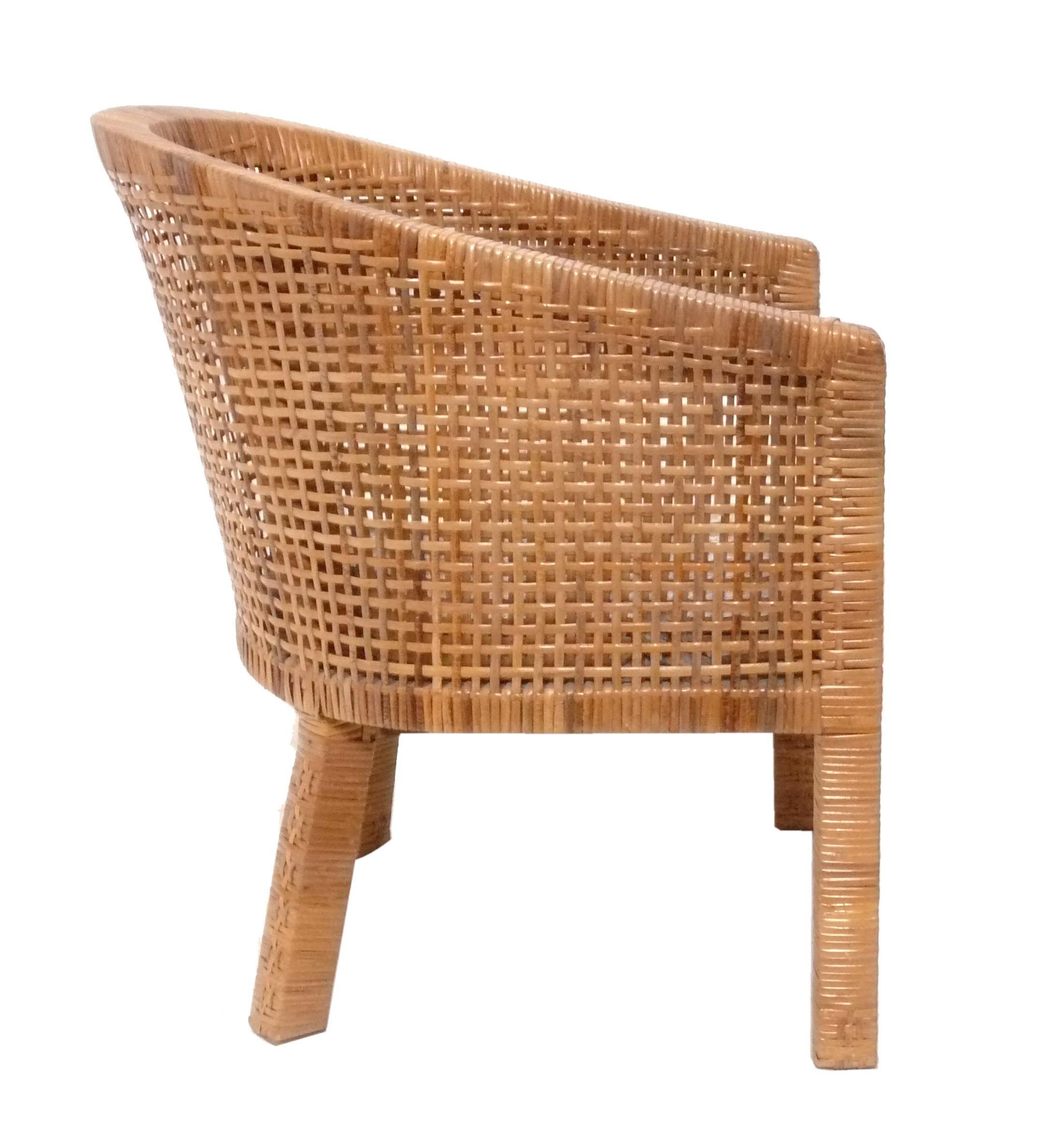 Art Déco Sedia in rattan design Jean-Michel Frank New Ivory Boucle Fabric Stile Art Deco in vendita