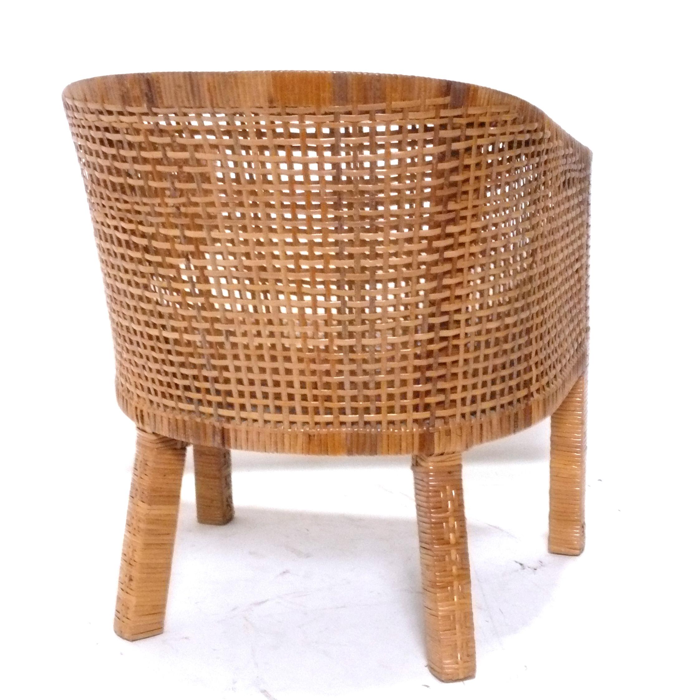 Americano Sedia in rattan design Jean-Michel Frank New Ivory Boucle Fabric Stile Art Deco in vendita