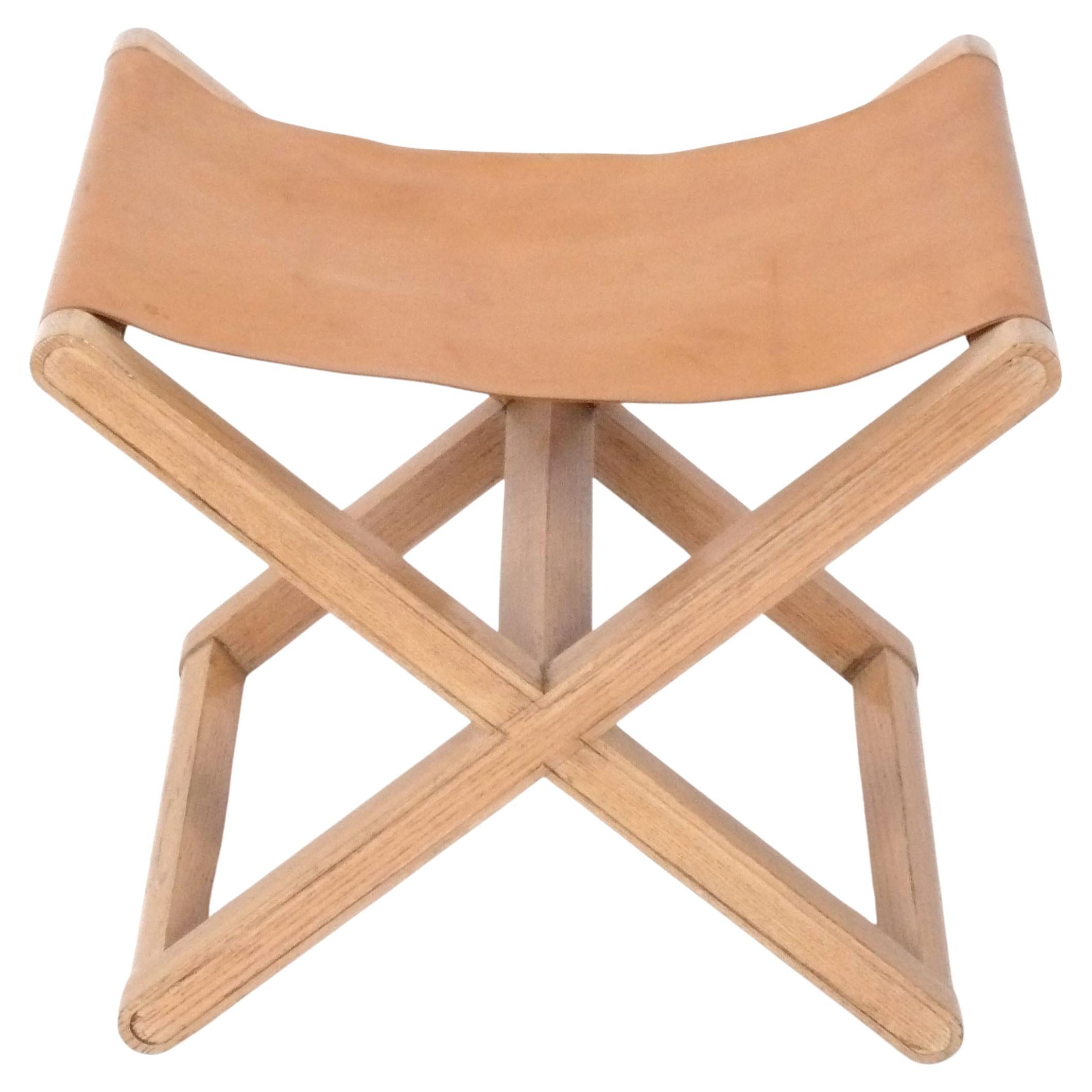 Jean Michel Frank Design X Base Leather Sling Stool