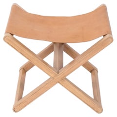 Jean Michel Frank Design X Base Leather Sling Stool