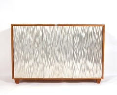 Jean Michel Frank Designed Credenza with Adze Scraped Silver Leaf Doors