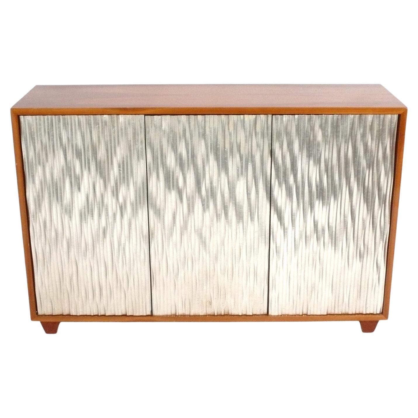 Jean Michel Frank Designed Credenza with Adze Scraped Silver Leaf Doors
