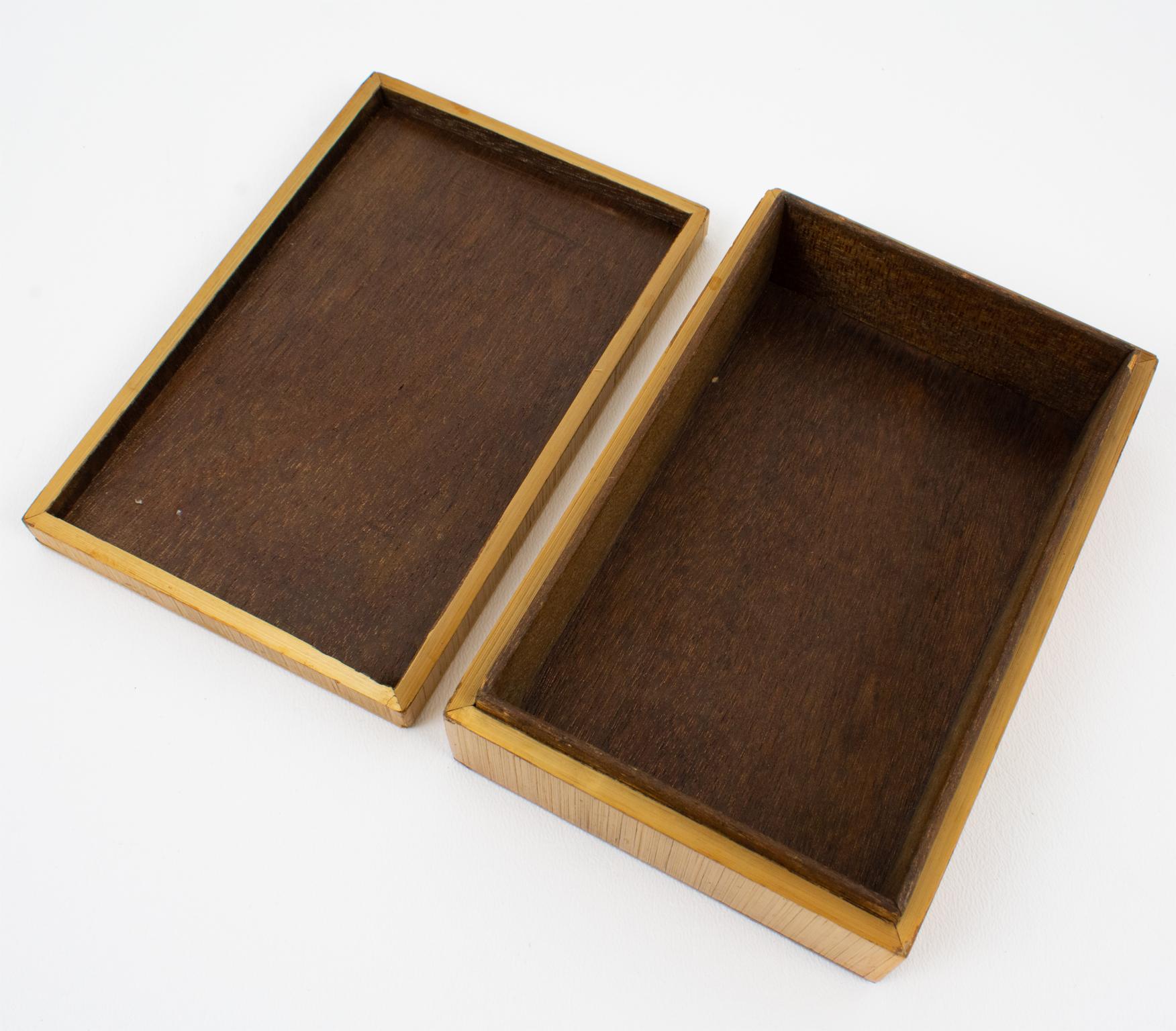Jean Michel Frank Geometric Straw Marquetry Box, France circa 1930 For Sale 6