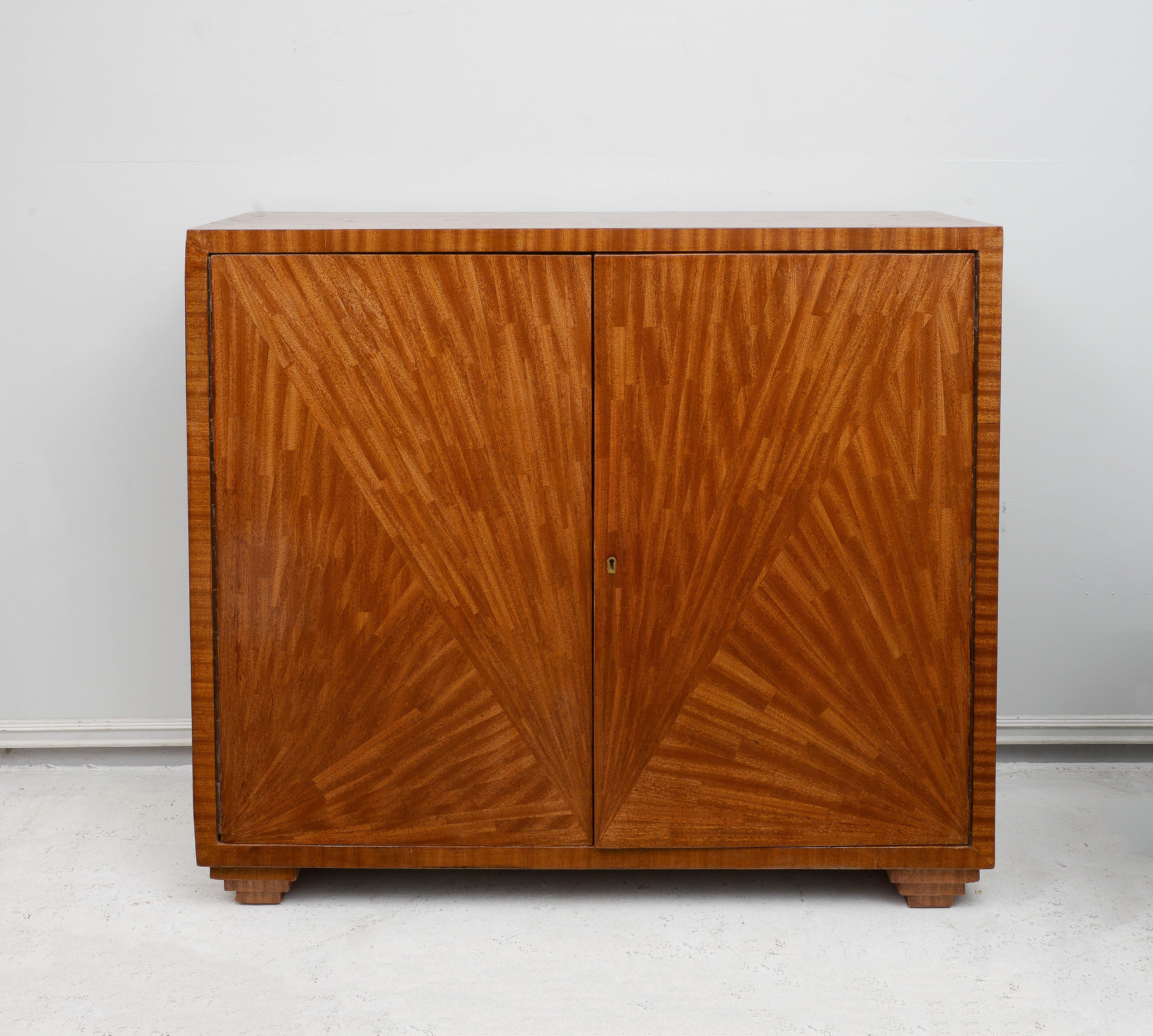Wood Jean-Michel Frank Inspired Exquisitely Crafted Parquetry Cabinet For Sale