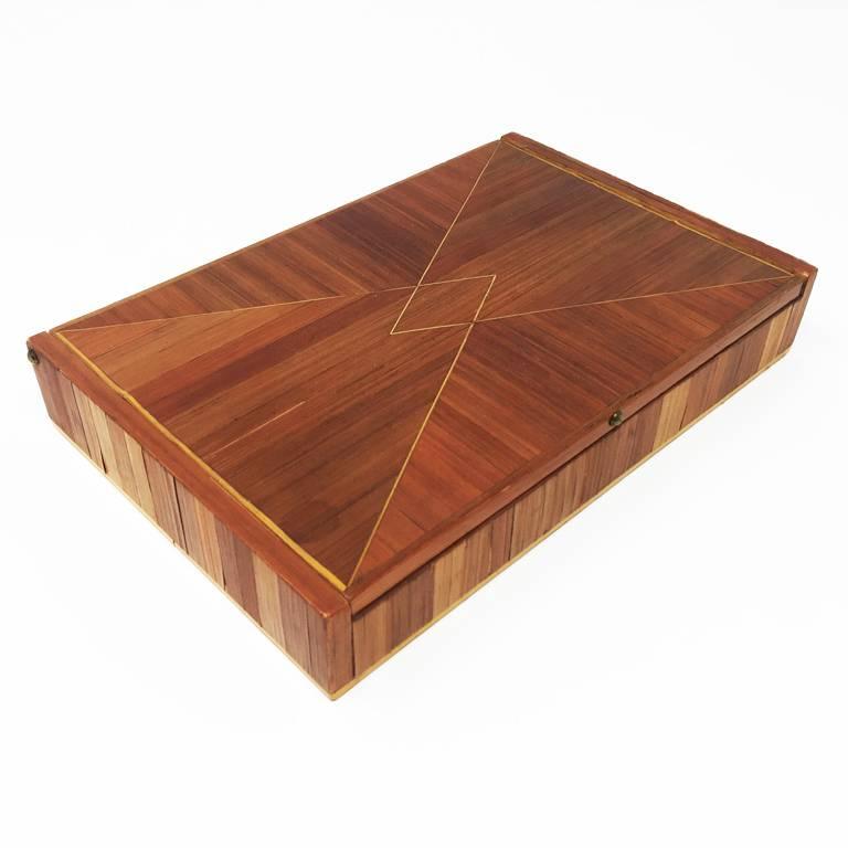 Astonishing French straw-marquetry box, dating from the 1930s, designed by Jean-Michel Frank.