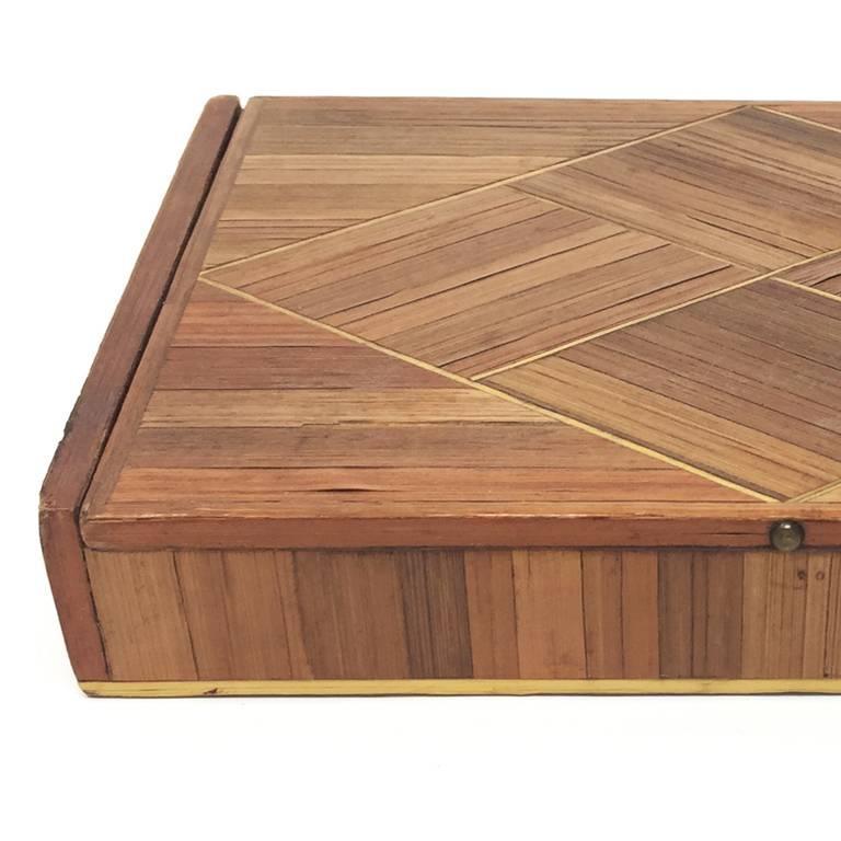 Jean Michel Frank Large Straw French Marquetry Box, 1930s Francés en venta