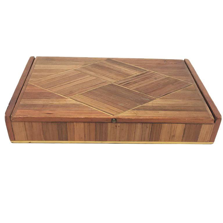 Jean Michel Frank Large Straw French Marquetry Box, 1930s