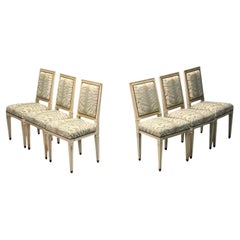 Stamped Jean-Michel Frank, Louis XVI Style, Parchment, Six Dining Chairs, 1930s