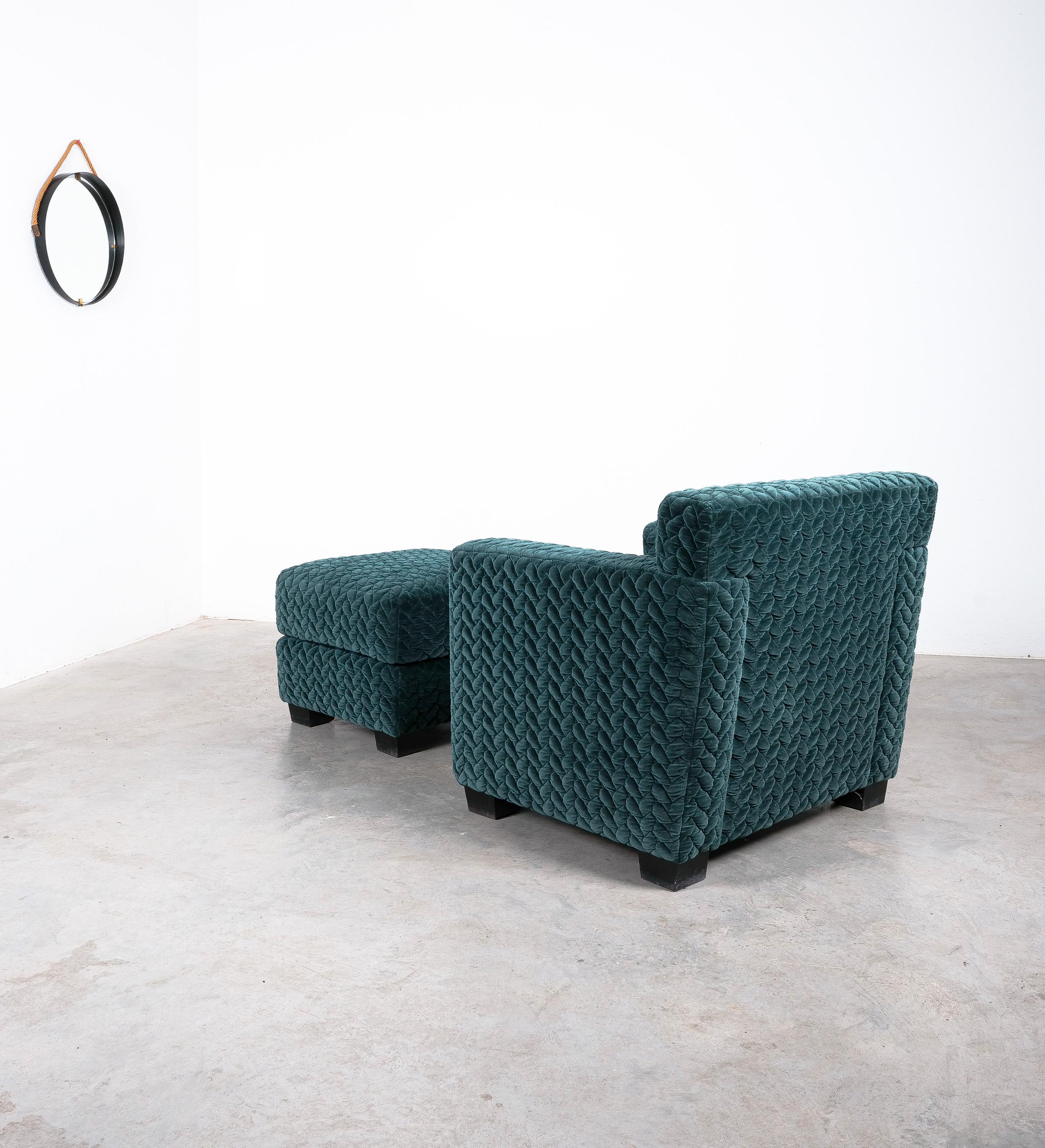 Jean Michel Frank Lounge Armchair and Ottoman Velvet, Designed 1932 1