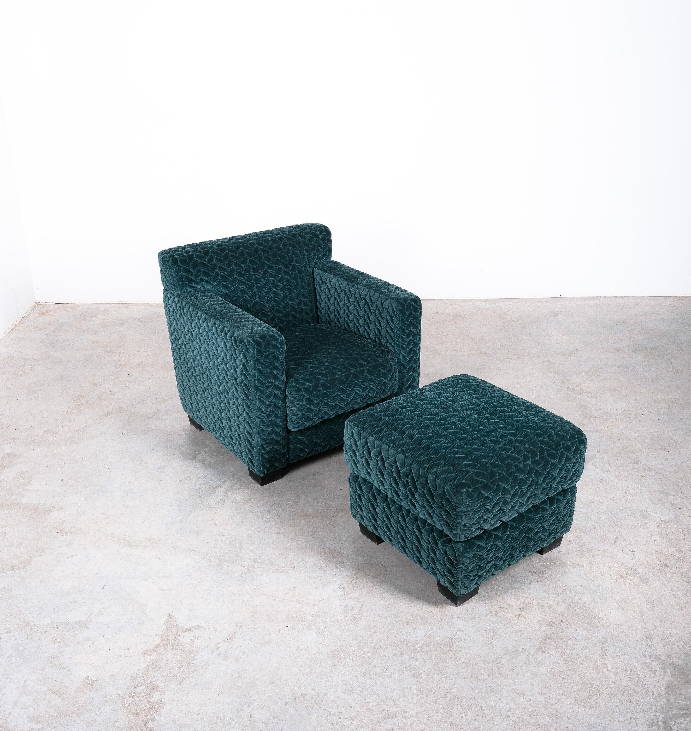 Jean Michel Frank Lounge Armchair and Ottoman Velvet, Designed 1932 3