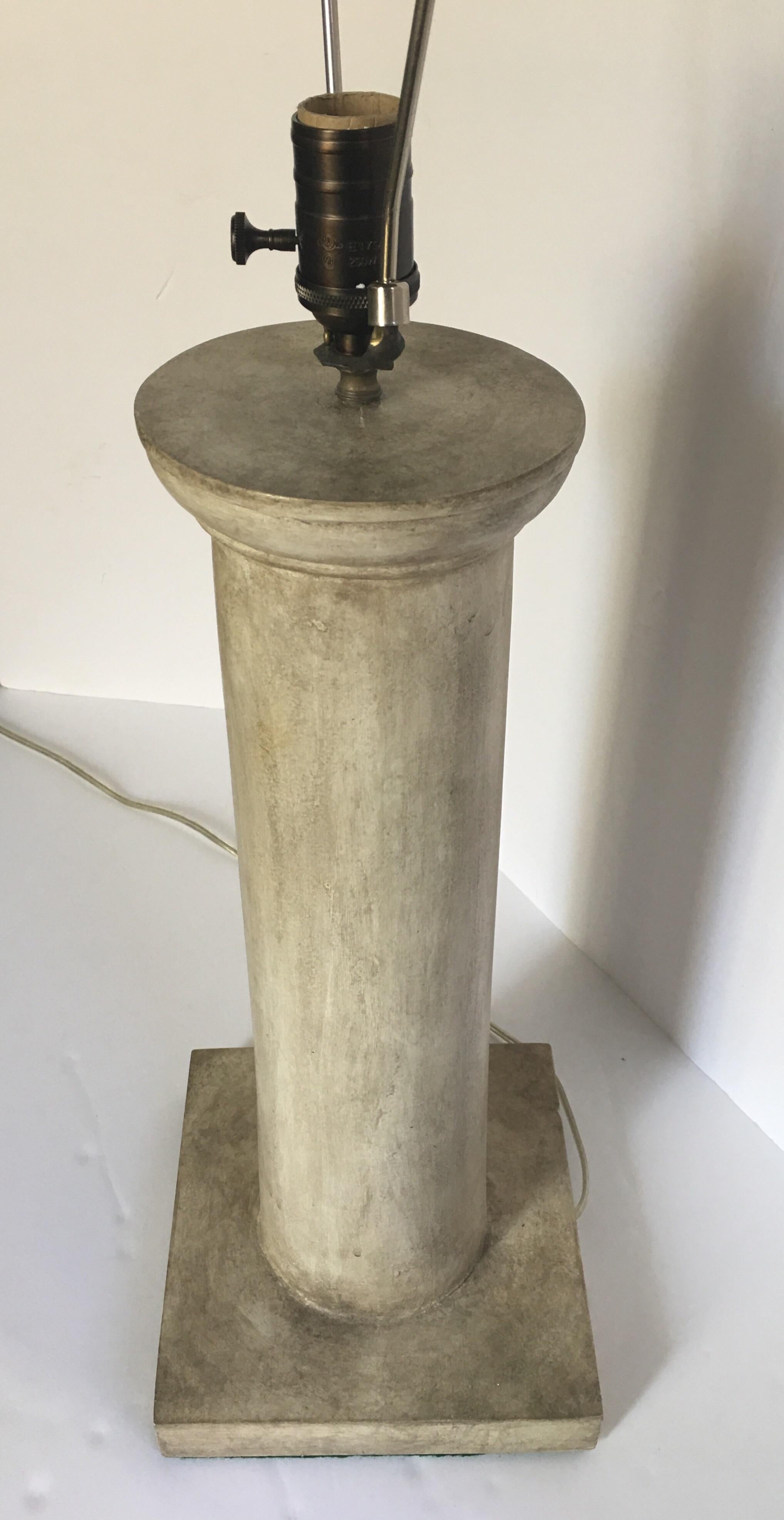Neoclassical Revival Jean-Michel Frank Style Modern Plaster Column Table Lamp