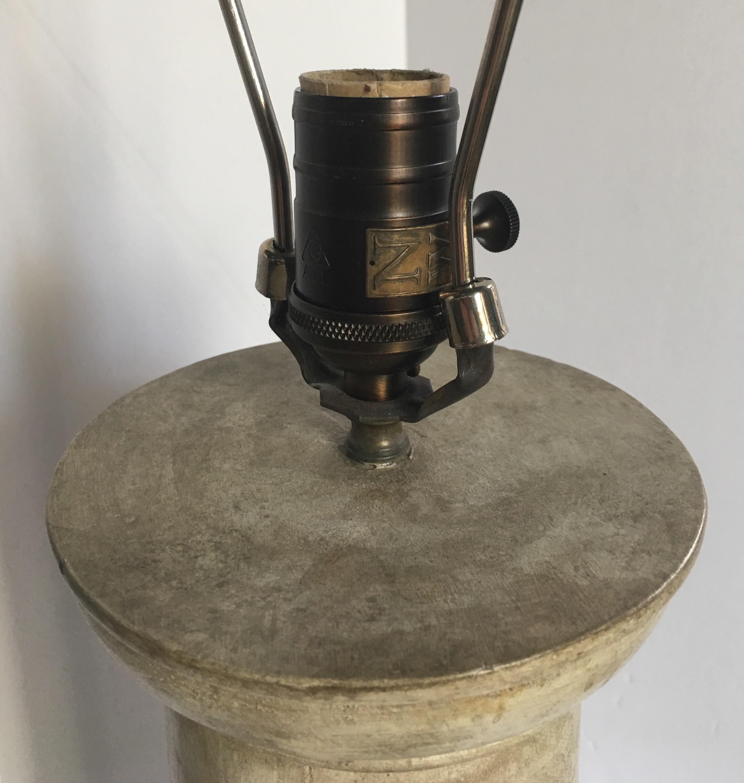 Jean-Michel Frank Style Modern Plaster Column Table Lamp In Good Condition In Lambertville, NJ