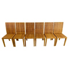 Jean-Michel Frank Set of Six Wooden And Rattan Chairs Rattan