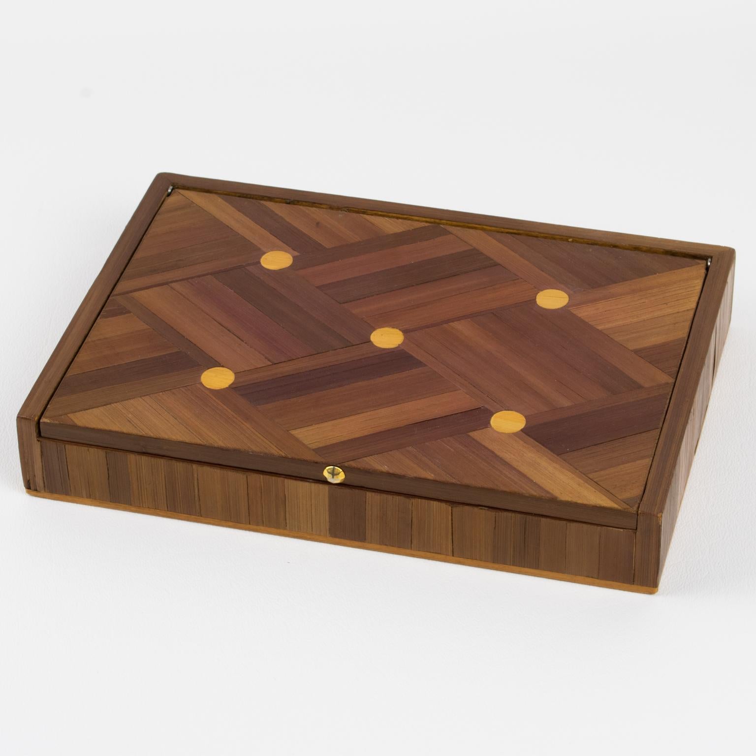 Art Deco Jean Michel Frank Straw Marquetry Box, France circa 1930