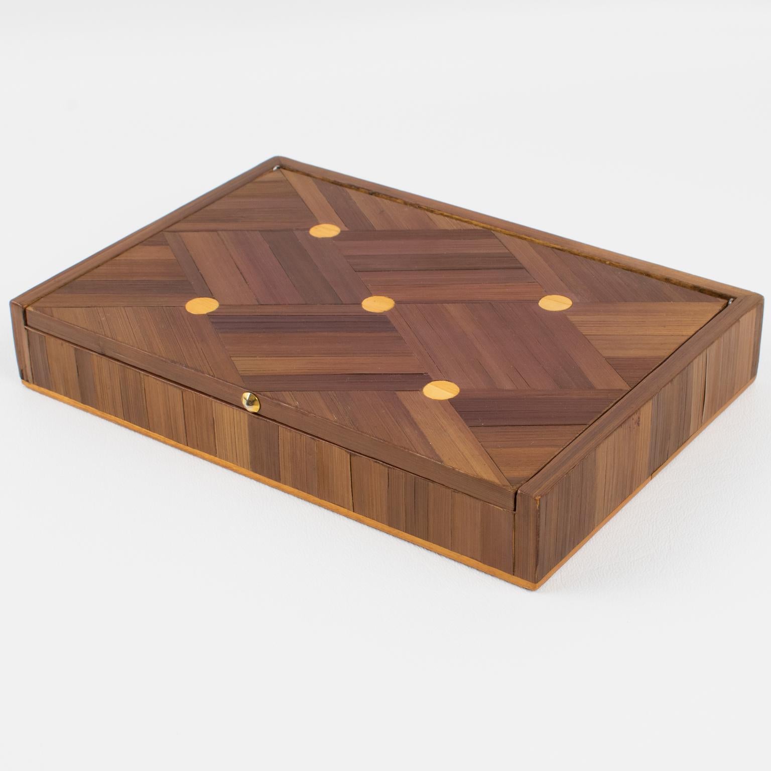 Jean Michel Frank Straw Marquetry Box, France circa 1930 1