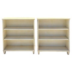Jean Michel Frank Style Bookshelves Covered in Parchment, a Pair