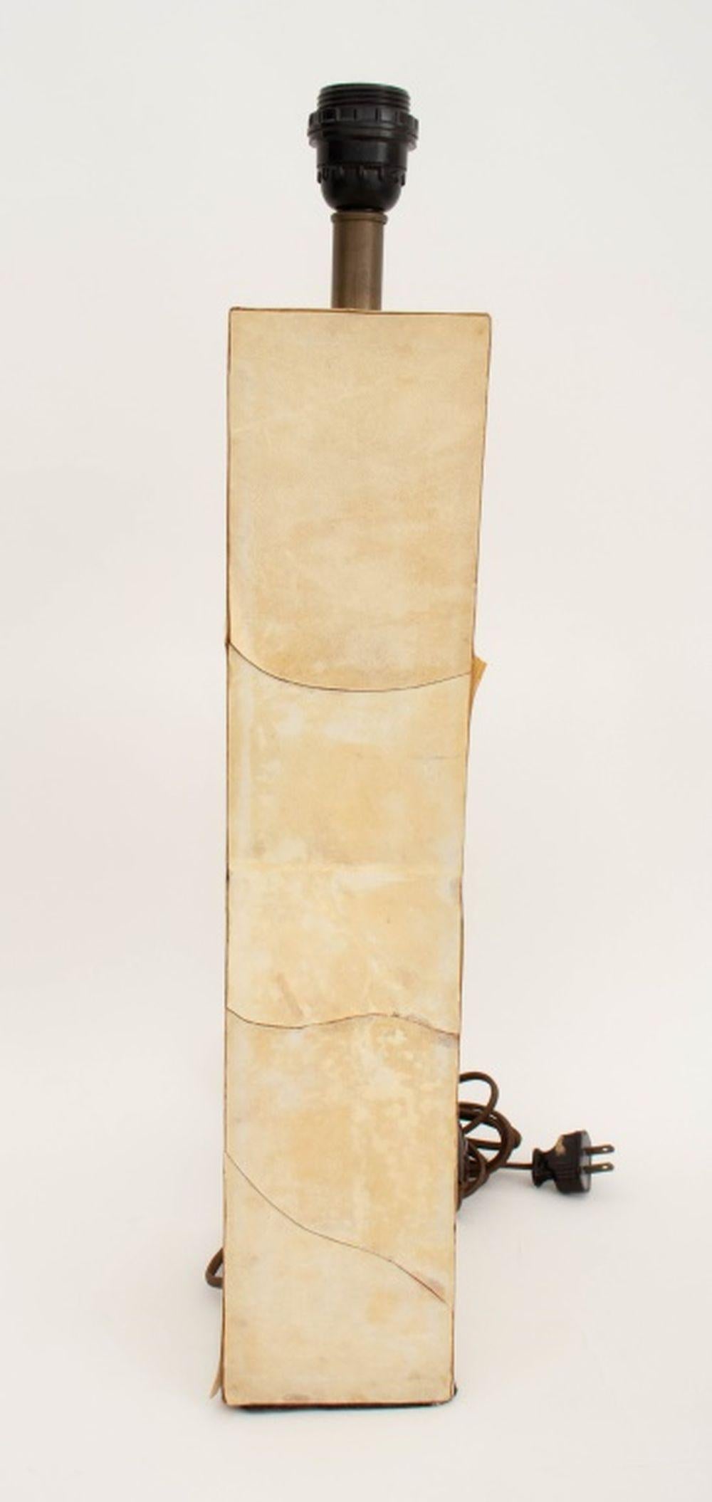 Jean-Michel Frank Style Goatskin Table Lamp, circa 1940, hourglass form, apparently unmarked. 22.25